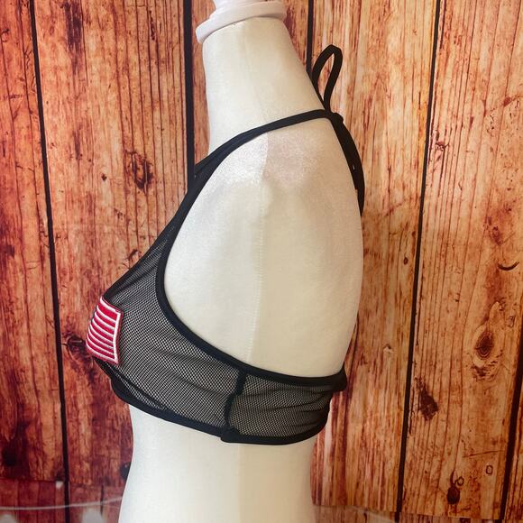 American Flag mesh halter top size medium sheer 4th of July red white blue - Picture 3 of 4
